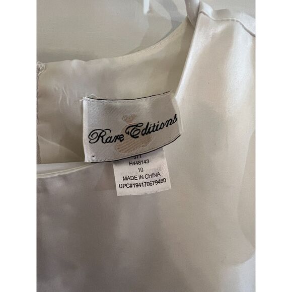 Girls Size 10 White Gold Formal Dress Floral Lace Rare Editions Flower Girl - Picture 4 of 7